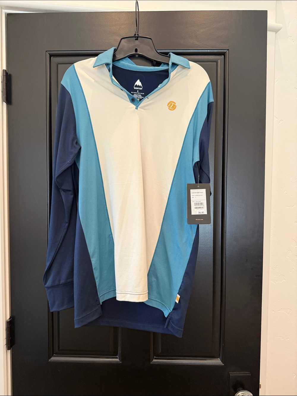 Burton Men's Long Sleeve Polo in White and Blue Tones